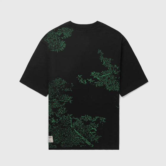 STEM PRINTED BLACK OVER SIZED T-SHIRTS